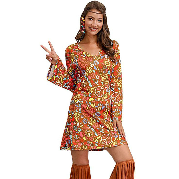 Robe imprimée hippie pour femme