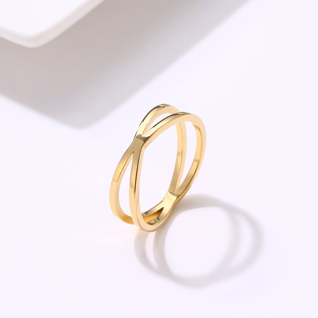 Bague Bohème Vintage Croisée en Or pour Femme Mariage Main Image