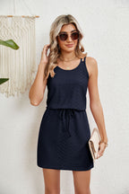 Robe d'été dos nu avec ceinture pour femme