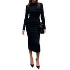 Robe moulante unie avec drapé à la taille