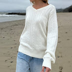 Pull basique en laine unie pour femme