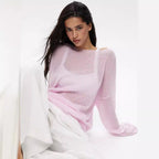 Pull creux fin à manches cloche pour femme