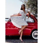 New Fashion Polka-dot Cinched Printing Dress