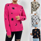 Pull en maille jacquard à col rond pour femme