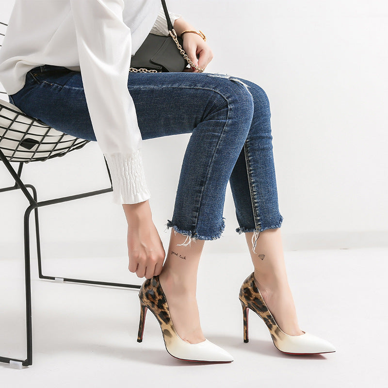 Nouveaux Talons Hauts Pointus Léopard pour Femmes