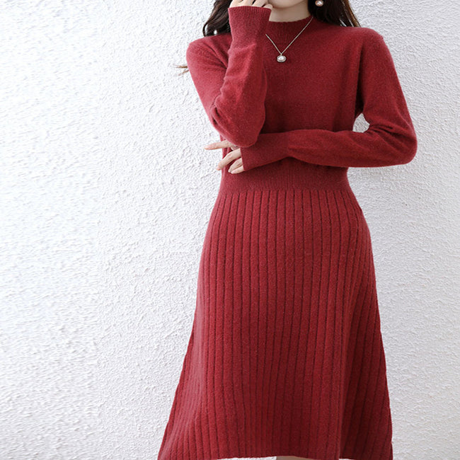 Autumn And Winter New Pure Wool Dress Women's A- Line Style Overknee Mid-length Hover Image