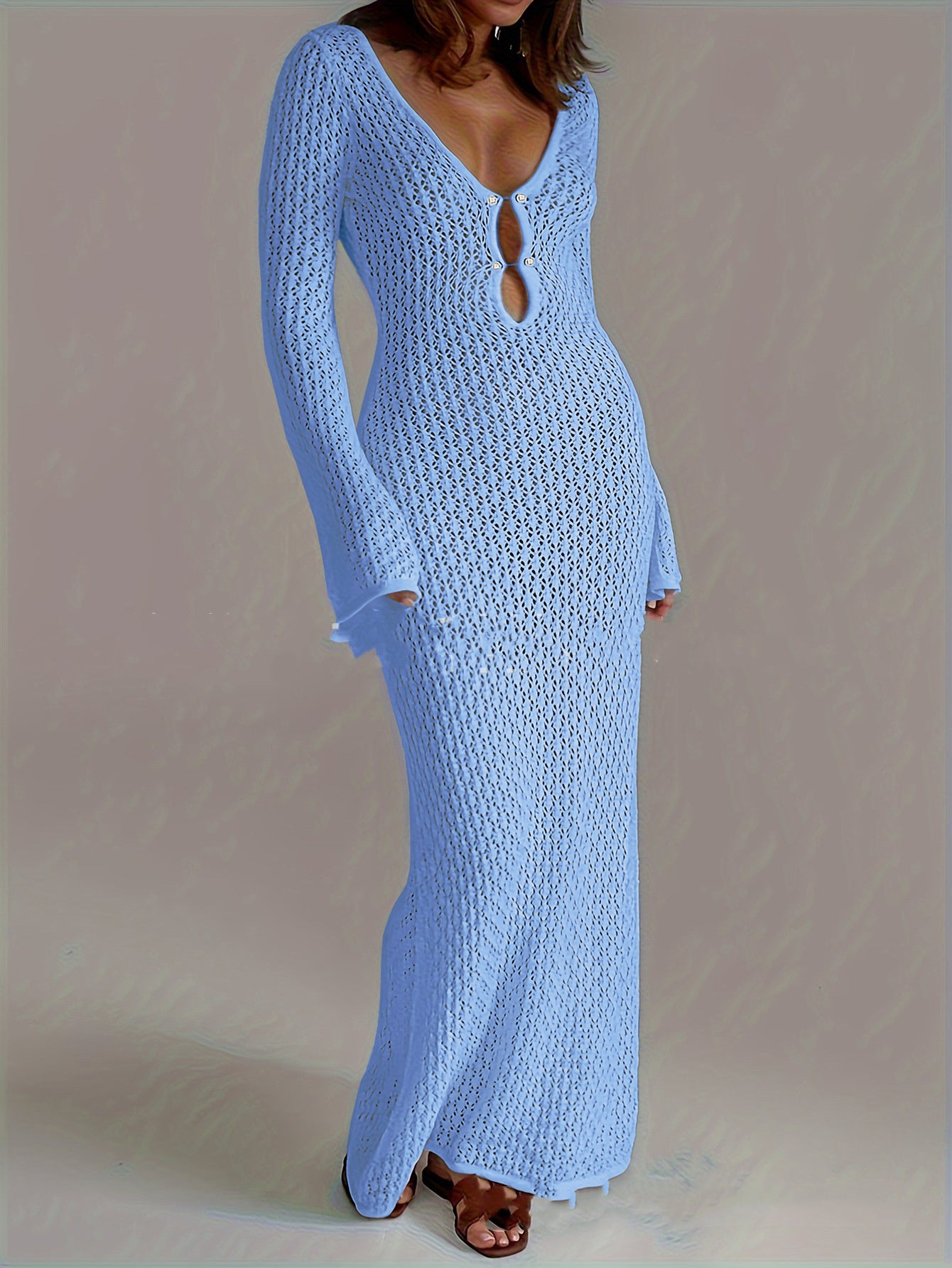 Nouvelle Robe de Plage Femme Couleur Unie