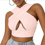 Gilet court à col en V, fermeture éclair latérale, coupe croisée, pour femme.