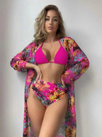 Maillot de bain trois pièces imprimé avec blouse en maille