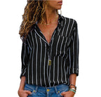Fashion Multicolor Striped Long-Sleeved Shirt Women