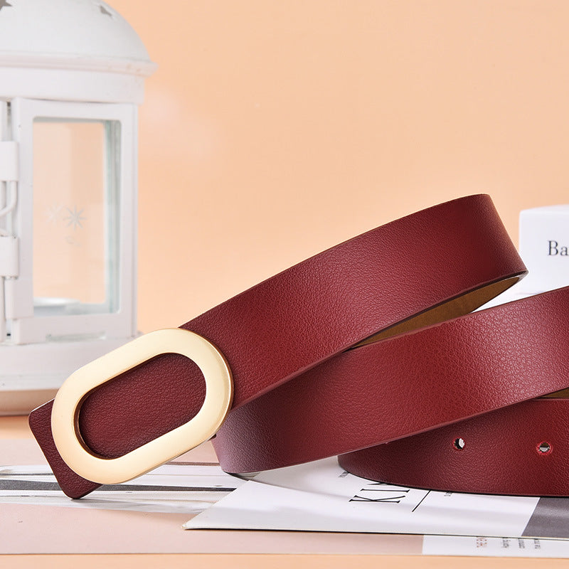 Ceinture pour femme à boucle ovale en alliage, simple et polyvalente