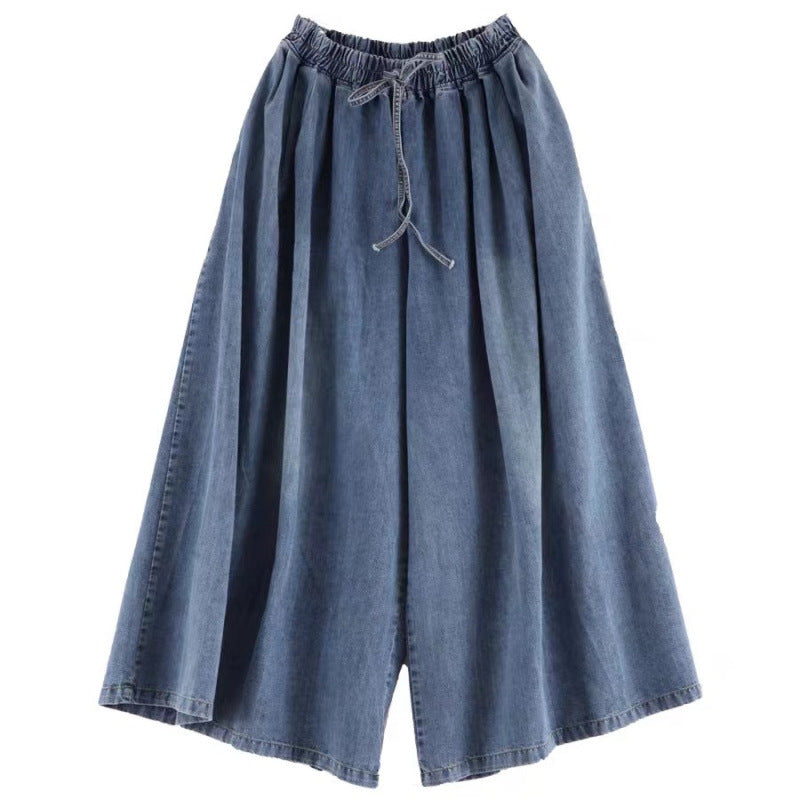 Nouveau jean court évasé pour femme à manches lanternes
