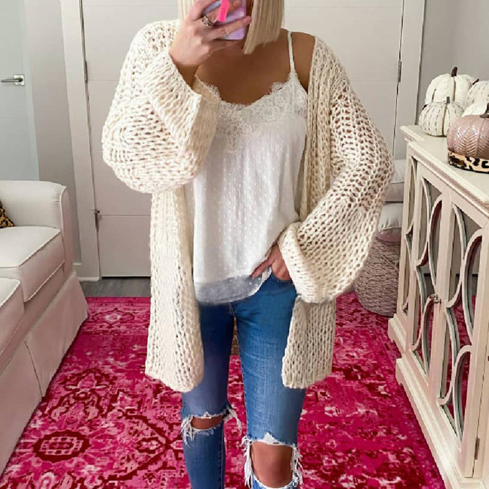 Pull à pampilles motif losanges rétro, couleur unie, col ample pour femme