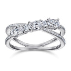 Bagues 925 Argent Croix Rotative Dénier Zircon Bague de Fiançailles pour Femme