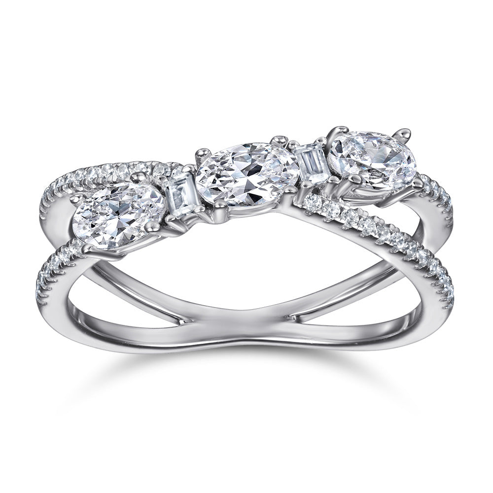 Bagues 925 Argent Croix Rotative Dénier Zircon Bague de Fiançailles pour Femme