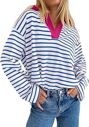 Sweat-shirt décontracté à manches longues avec broderie assortie à l'encolure