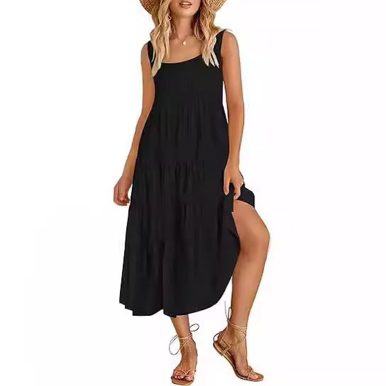 Robe sans manches dos nu ample pour femme