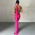Robe fourreau dos nu à licou pour femme