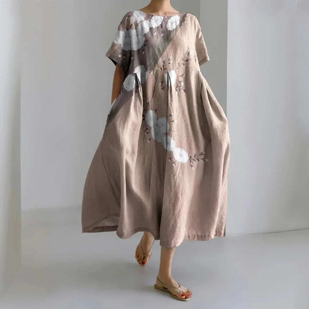 Robe Mode Courte Ample à Col Rond et Imprimé Fantaisie