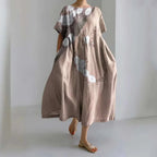 Robe Mode Courte Ample à Col Rond et Imprimé Fantaisie