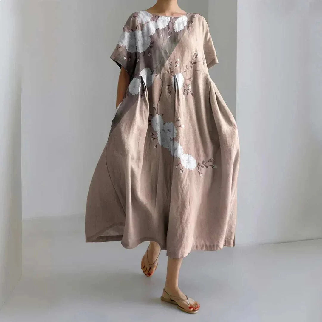 Robe Mode Courte Ample à Col Rond et Imprimé Fantaisie