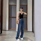 Jeans taille haute élastiqués pour femme