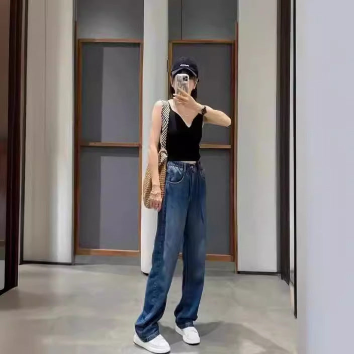 Jeans taille haute élastiqués pour femme