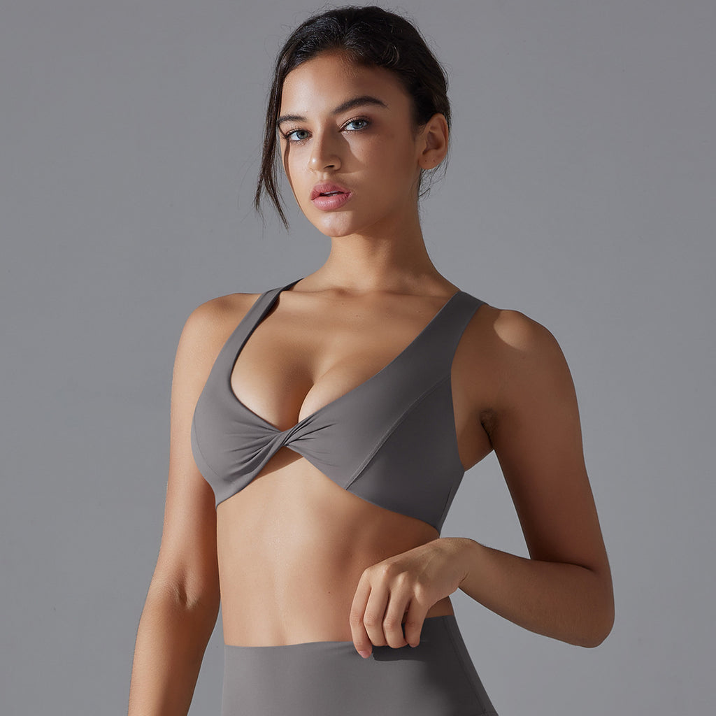 Soutien-gorge de yoga mode de couleur unie pour femme