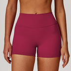 Short de yoga brossé taille haute pour femme