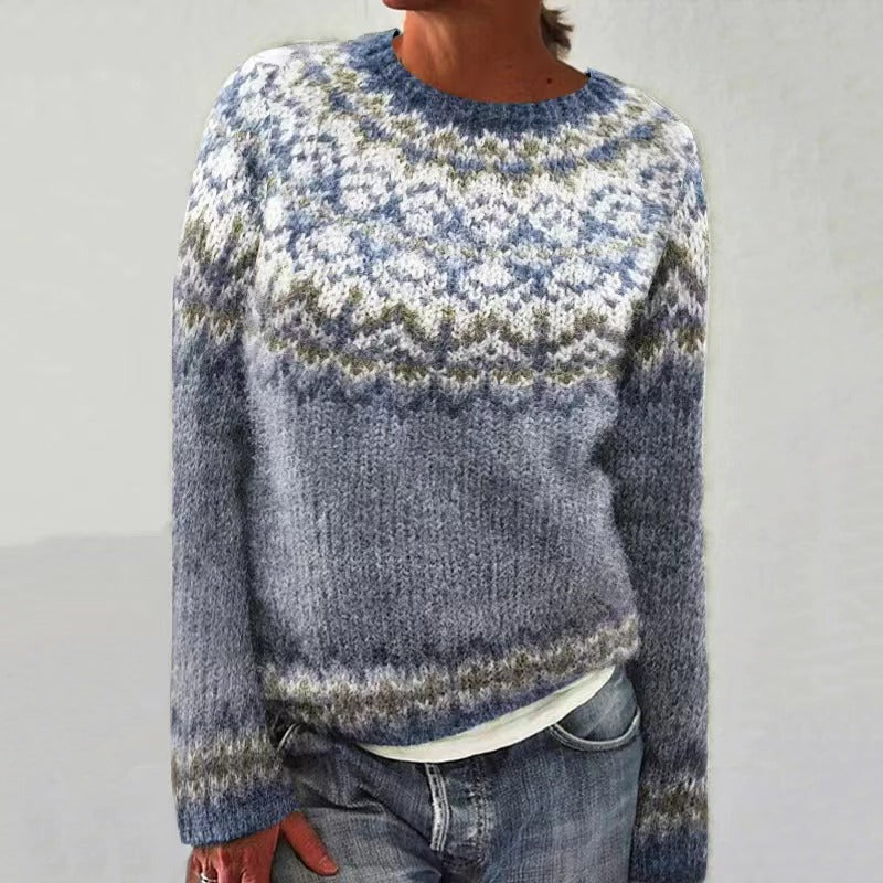 Round Neck Multicolor Loose Fashion Sweater Women