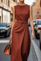 Summer Irregular Sleeveless Dress With Belt Fashion Temperament Slim Back Zipper Dresses For Women Clothing