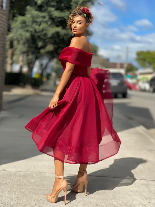Robe de soirée décontractée unie pour femme, épaules dénudées, élégante, dos nu, sexy, pour anniversaire Main Image