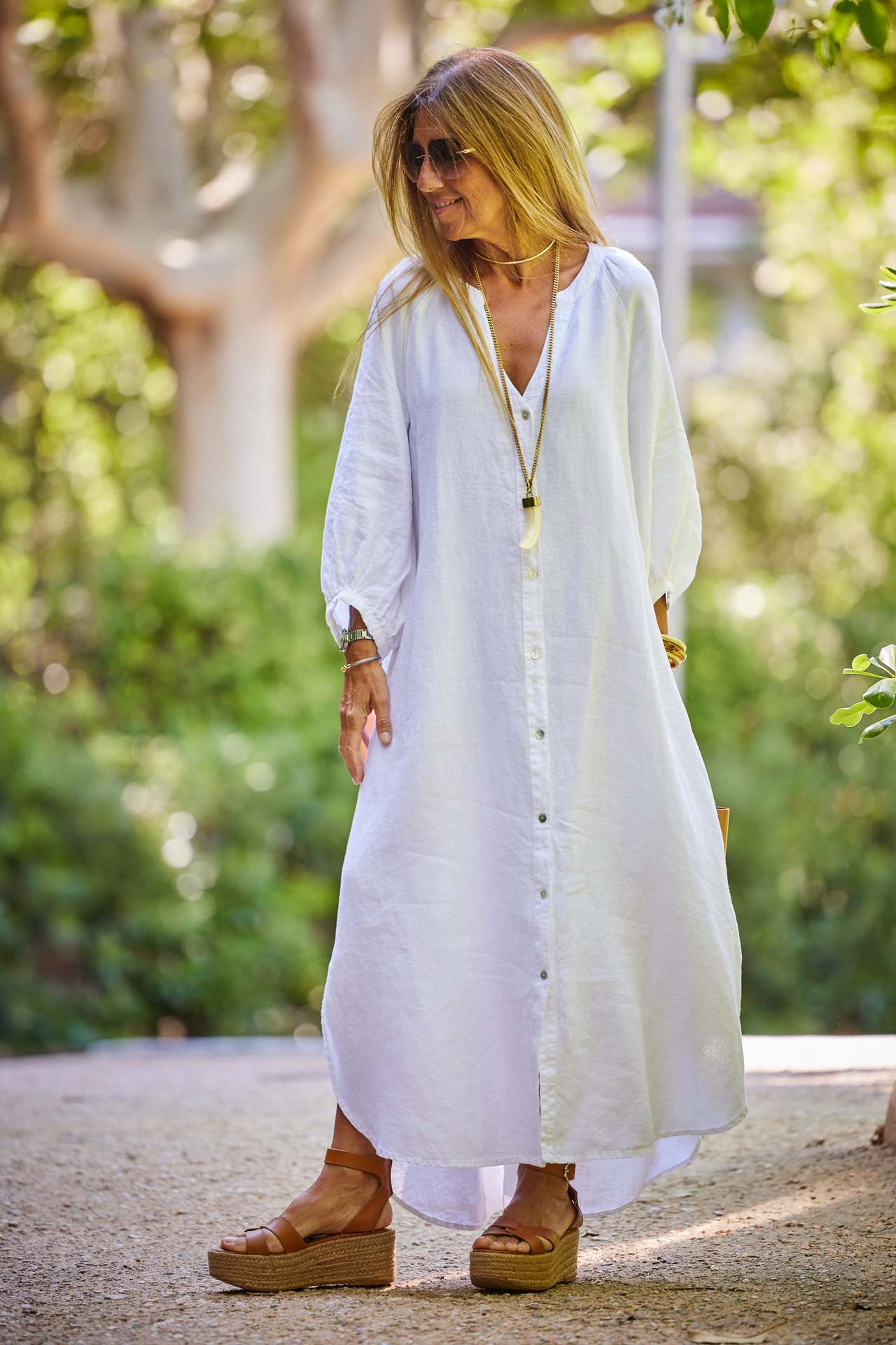 Robe Chemise Décontractée en Coton et Lin pour Femme