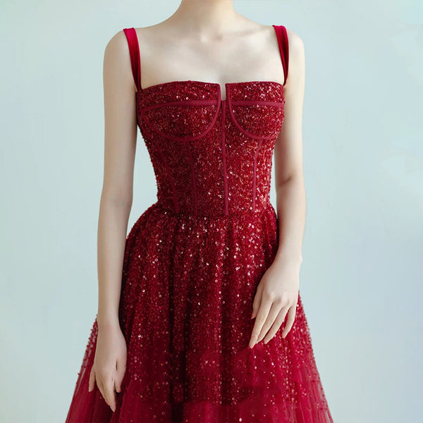 Nouvelle Robe de Fiançailles Princesse Haut de Gamme à Paillettes pour Femmes