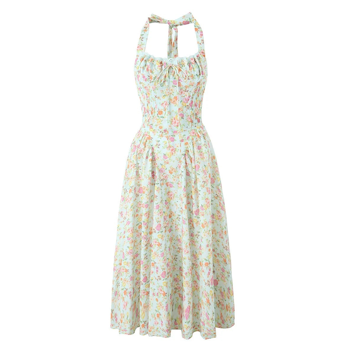 Fashion French Floral Halter Dress Women