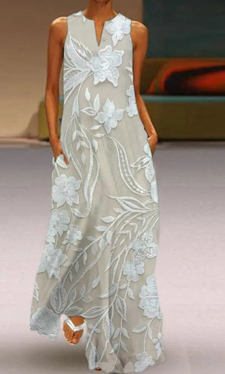 Robe longue femme imprimé peint mode