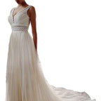 Robe de mariée en dentelle transparente, cintrée, en maille, pour la plage ou l'extérieur