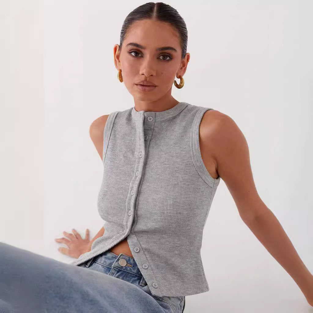 Gilet sans manches coupe ajustée pour femme