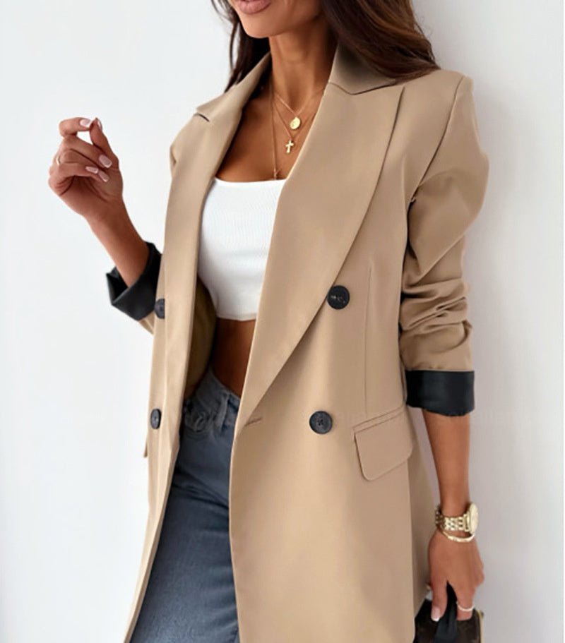 Blazer ample et décontracté beige pour femme