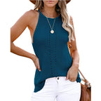 Gilet tricoté de plage ample dos nu pour femme, style européen et américain