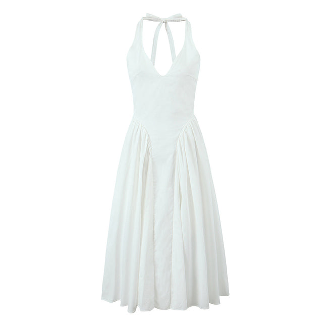 Robe sans manches florale licou en V style Hepburn français Main Image