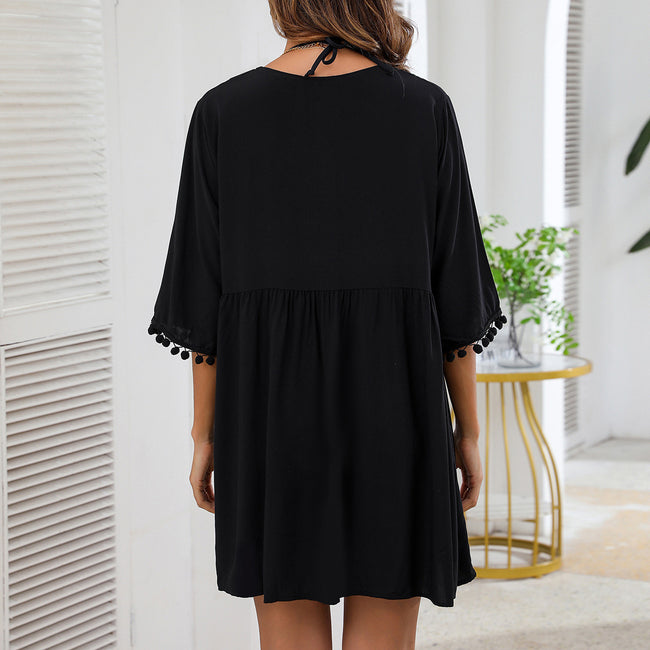 Robe de vacances ample à col en V pour femme Main Image