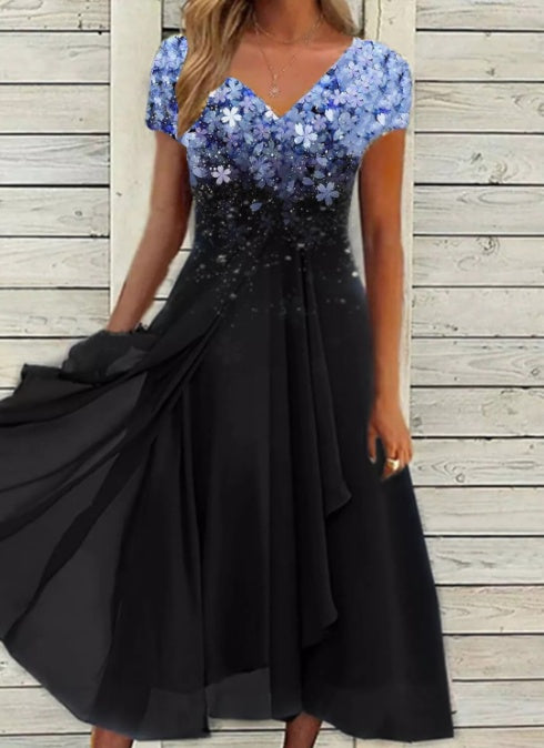Robe en mousseline florale patchwork pour femme