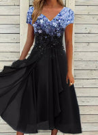 Robe en mousseline florale patchwork pour femme
