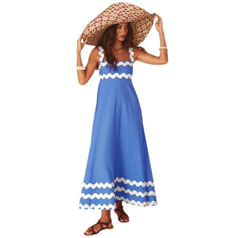 Nouvelle robe longue à bretelles imprimée Printemps-Été pour femmes