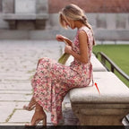 Robe élégante sans manches imprimée mode pour femmes