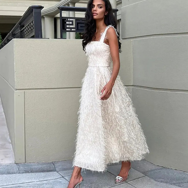 Robe sans manches à pompons pour femme Main Image