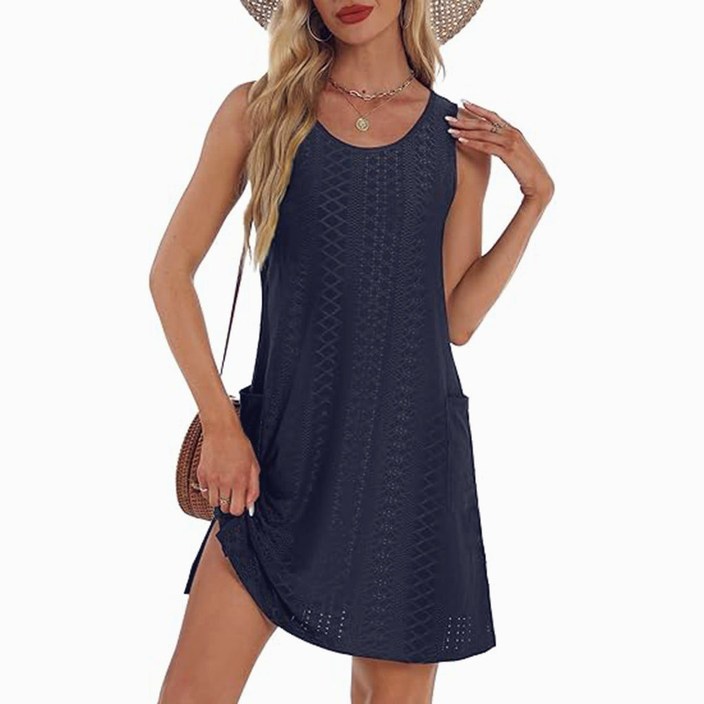 Robe sans manches à poches pour femme