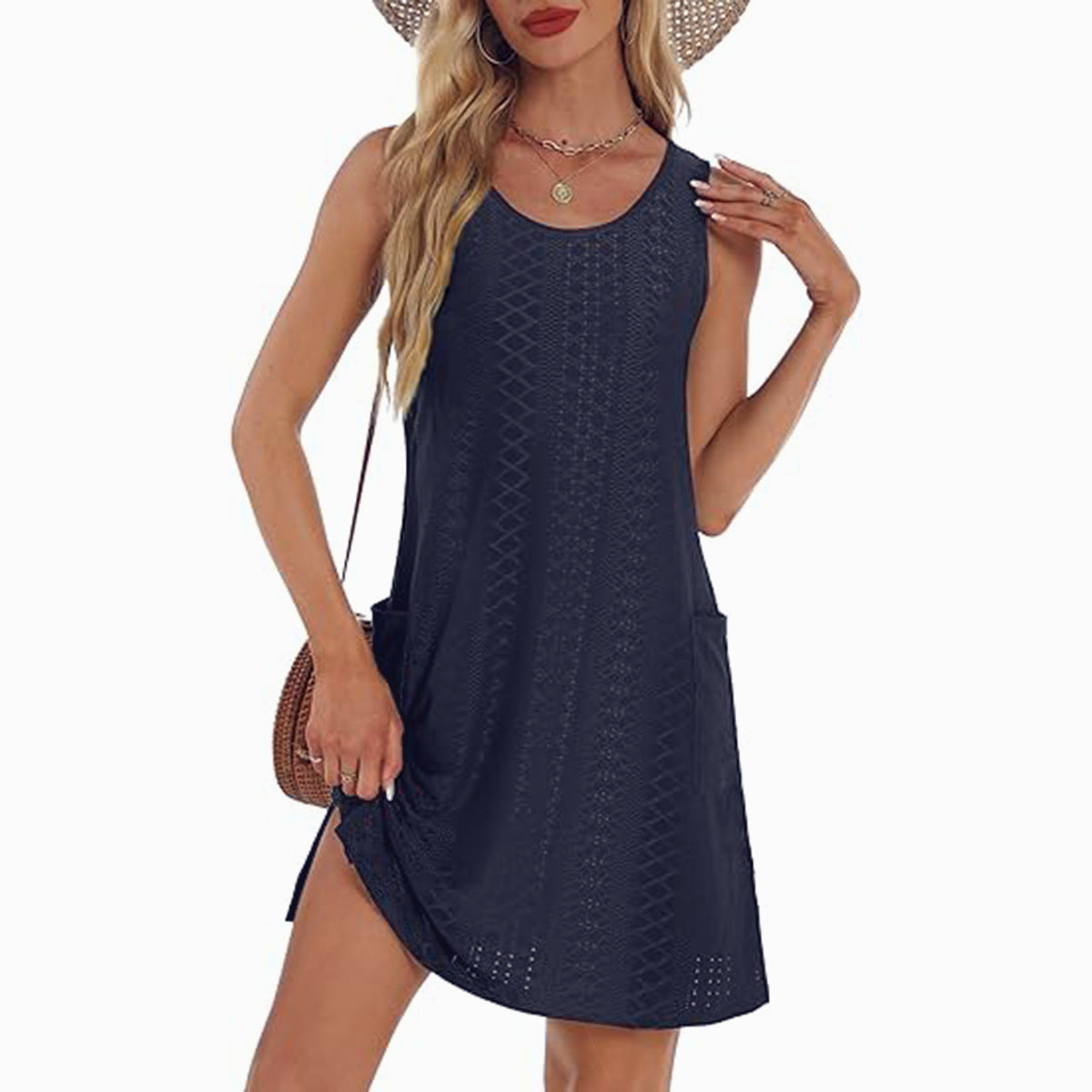 Robe sans manches à poches pour femme
