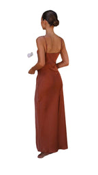 Robe fendue unie pour femme